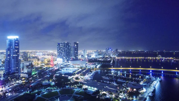 Downtown Miami at night, aerial view — Stock Photo, Image