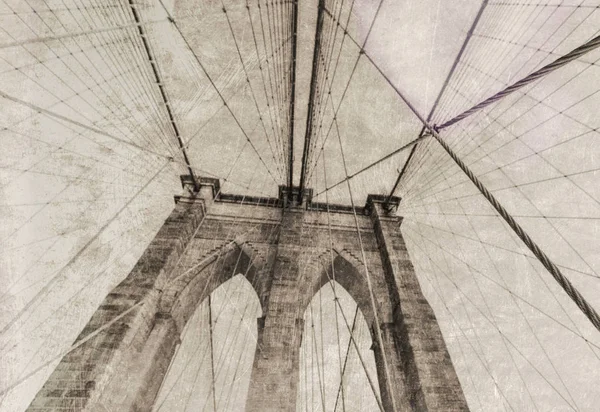 Vintage view of Brooklyn Bridge. — Stock Photo, Image