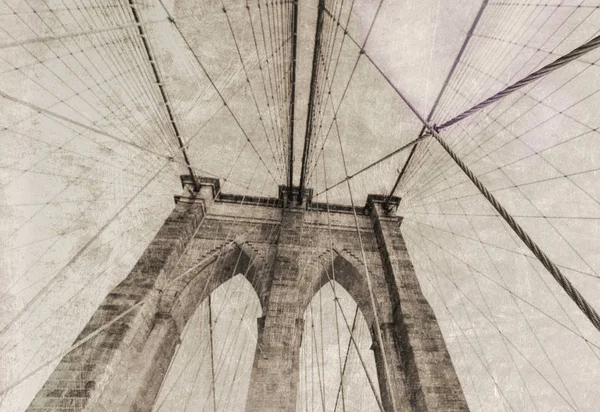 Vista vintage del ponte di Brooklyn . — Foto Stock