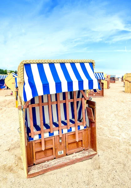 Colourful beach chairs in Travemunde, Germany — Stock Photo, Image