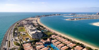 Dubai Palm Jumeirah dron havadan görünümden