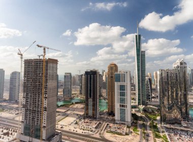 Dubai Jumeirah Lakes Towers Skyline havadan görünümü