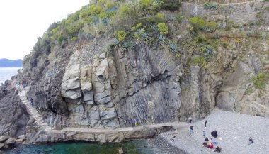 Cinque Terre - beş topraklar - İtalya'nın güzel havadan görünümü