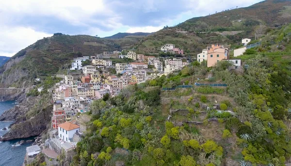意大利Cinque Terre Riomaggiore美丽的空中景观 — 图库照片
