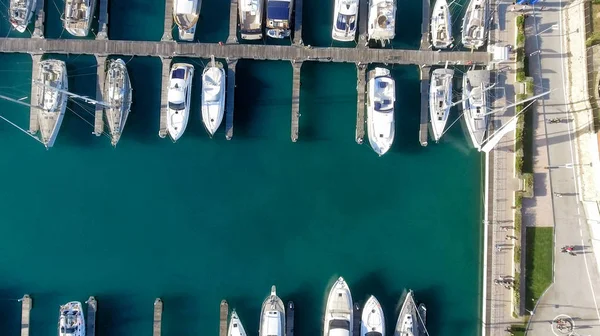 Boats in the port, overhead view
