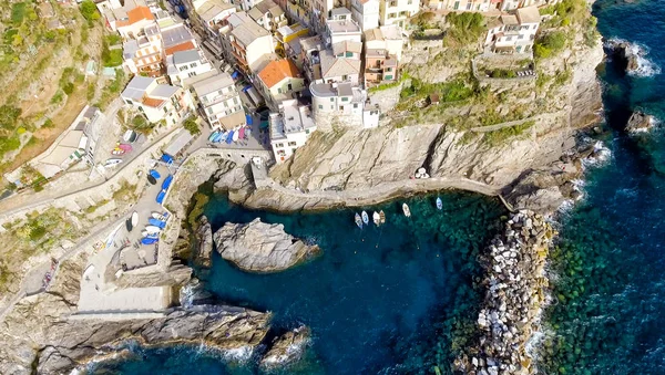 Cinque Terre zpětný pohled, Itálie - pět zemí z oblohy, Lig — Stock fotografie