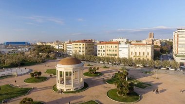 Leghorn, Toskana 'daki Mascagni Meydanı' nın havadan görünüşü