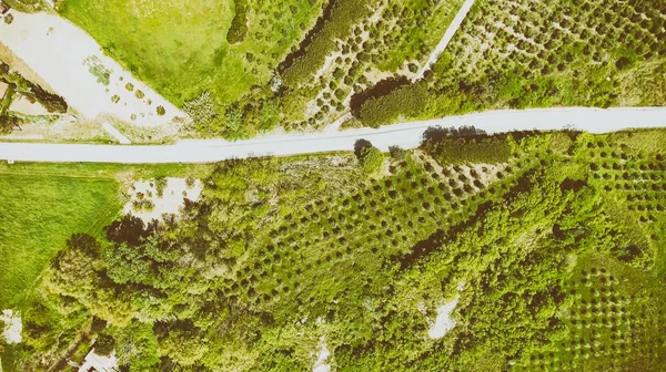 Estradas do campo da Toscana, vista aérea — Fotografia de Stock