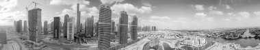 Dubai Jumeirah Gölü kuleleri. İnanılmaz hava panoramik CIT