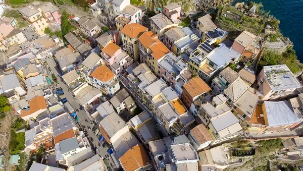 Overhead view of Cinque Terre colourful buildings - Five Lands,
