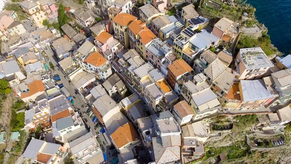 Cinque Terre zpětný pohled, Itálie - pět zemí z oblohy, Lig — Stock fotografie