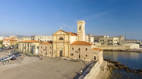 Place de la Livourne le long de la mer, Toscane des airs — Photo