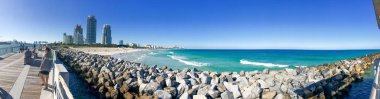Miami - Şubat 2016: Miami Beach Güney panoramik görünüm 