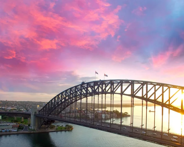 Porto de Sydney - Vista do pôr-do-sol real — Fotografia de Stock