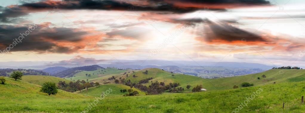 Australian countryside at sunset, New South Wales