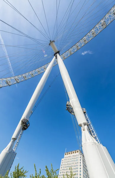 LONDON - MAY 2013: Famous London Eye Ferris Wheel along river Th — Stock Photo, Image