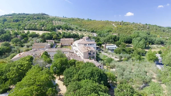 Vista aérea surpreendente de Bagno Vignoni, Toscana - Itália — Fotografia de Stock