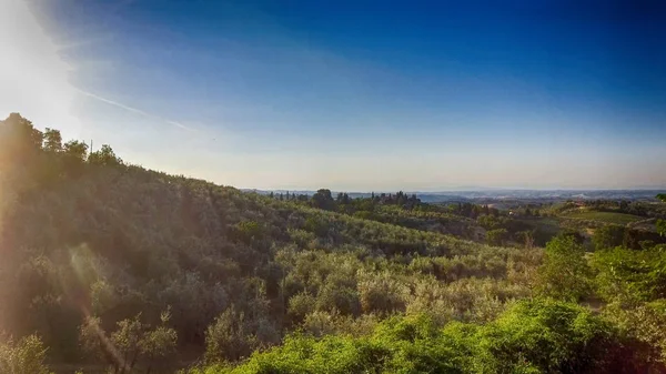 Bellissime colline toscane, vista aerea — Foto Stock