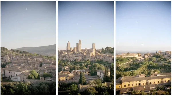 Güzel günbatımı hava görünümünü San Gimignano, küçük ortaçağ için — Stok fotoğraf
