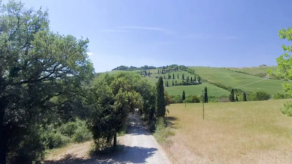 Bela vista aérea de Toscana Hills, Itália, na primavera — Fotografia de Stock