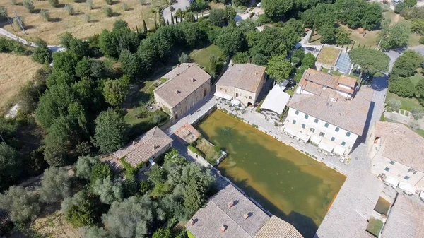 Amazing aerial view of Bagno Vignoni, Tuscany - Italy — Stock Photo, Image