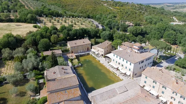 Amazing aerial view of Bagno Vignoni, Tuscany - Italy — Stock Photo, Image