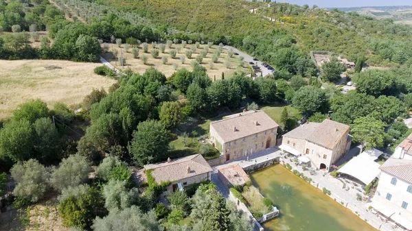 Amazing aerial view of Bagno Vignoni, Tuscany - Italy — Stock Photo, Image