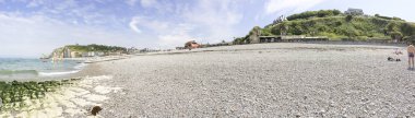 Panoramik Etretat Beach Normandy, Fransa için