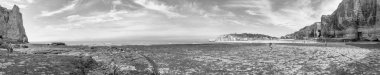 Panoramik Etretat Beach Normandy, Fransa için