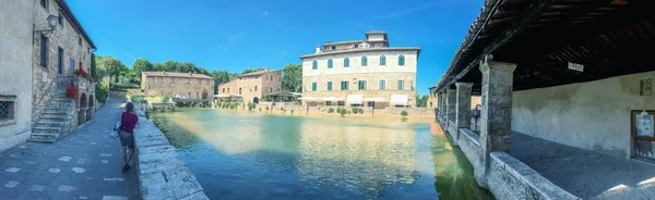 Bagno Vignoni panoramiczny widok, Tuscany — Zdjęcie stockowe