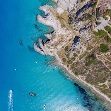 Capo Vaticano, Calabria - İtalya. Muhteşem panoramik genel gider aeri