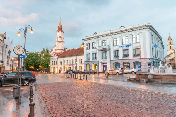 Vilnius, Litouwen - 9 juli 2017: De straten van de stad van het bezoek van de toeristen een — Stockfoto