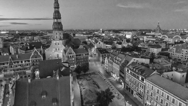 Amazing sunset aerial view of Riga skyline, Latvia — Stock Photo, Image