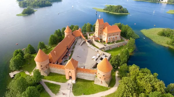 Luchtfoto van Trakai Kasteel, Litouwen — Stockfoto