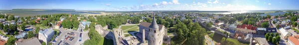 Haapsalu 城堡和天际线的全景鸟瞰图 — 图库照片