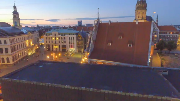 Amazing sunset aerial view of Riga skyline, Latvia — Stock Photo, Image