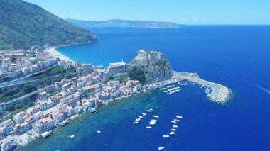 Scilla, Calabria - İtalya güzel havadan görünümü