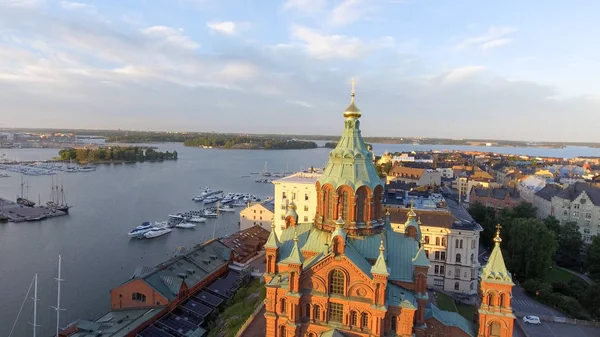 Uspenská katedrála v Helsinkách, letecký pohled — Stock fotografie