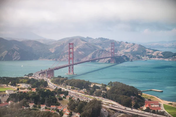 Veduta aerea di San Francisco Golden Gate Bridge da Helicopter — Foto Stock