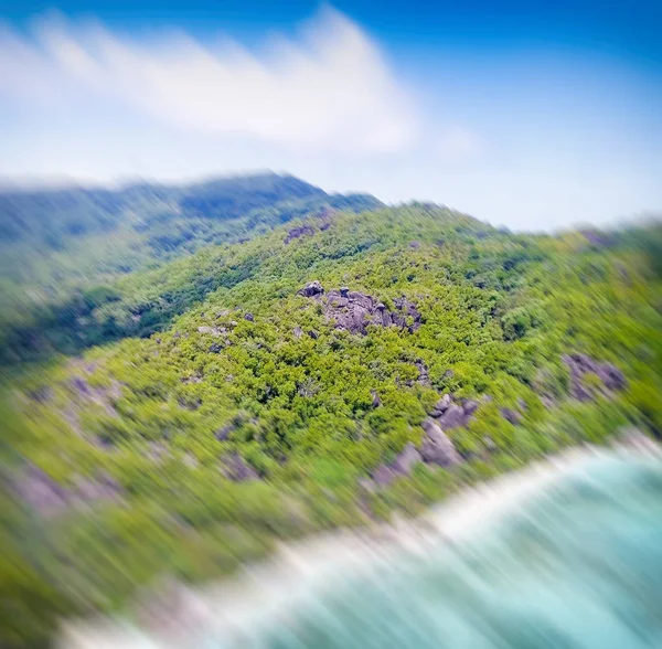 Sumber Anse D 'Argent panorama pemandangan udara di La Digue - Seychel — Stok Foto
