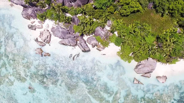 Overhead Visa av Anse Source D'argent i La Digue - Seychellerna — Stockfoto