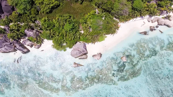 Overhead Visa av Anse Source D'argent i La Digue - Seychellerna — Stockfoto