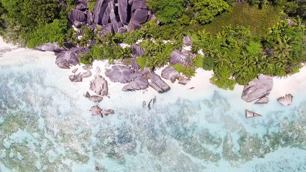 Overhead view of Anse Source D'argent in La Digue - Seychelles I — Stock Photo, Image