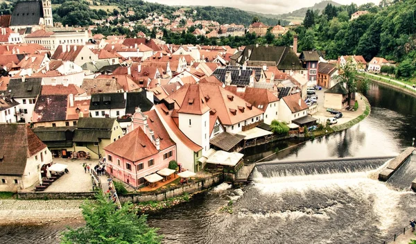 Panoráma a Cesky Krumlov, Cseh Köztársaság — Stock Fotó