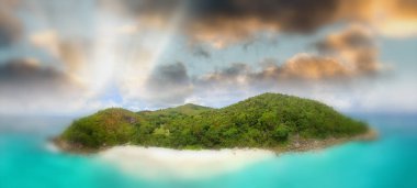 Anse Gerogette havadan panoramik görünümü, Praslin - Seyşeller adalar