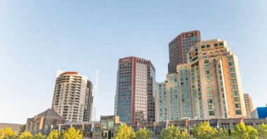 Gün batımında - Victoria, Avustralya Melbourne gökdelenler