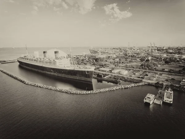 Vista aérea de Long Beach Queen Mary, EUA — Fotografia de Stock