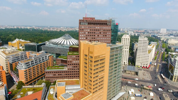 Aerial view of Berlin skyline from Potsdamer Platz, Germany