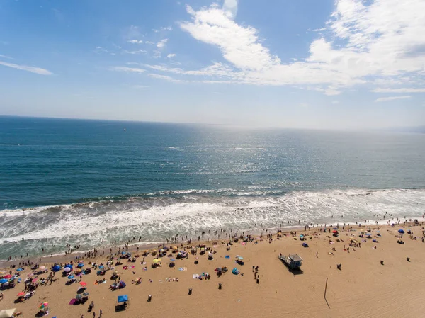 Letecký pohled na Santa Monica Beach, Kalifornie — Stock fotografie