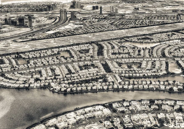 Dubai aerial view of homes near artificial canals — Stock Photo, Image
